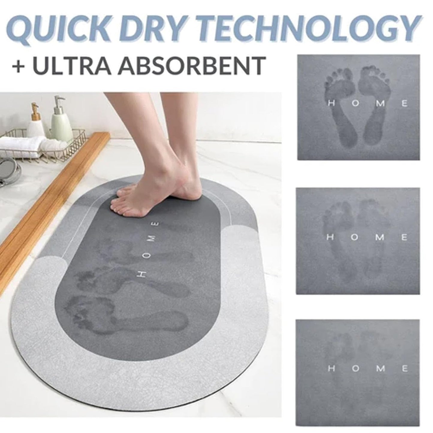 حصيرة استحمام ماصة للماء - Tapis de bain absorbant l'eau avec base antidérapante